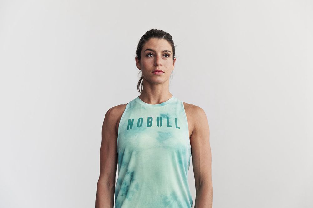 Débardeurs NOBULL Femme Turquoise Tie-Dye - NOBULL High-Neck,France (0147-YBHNV)